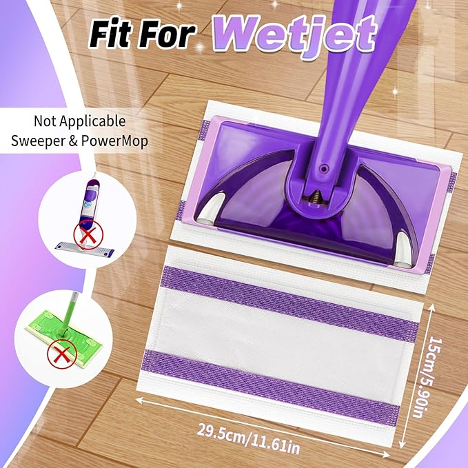 20 Count Mopping Pad for Wet Jet Mop Disposable Wetjet Pads Refills Replacement for Wet Pads Refill Compatible with Wet Jet Pads Thickness & Absorbent for Household Multi-Surface