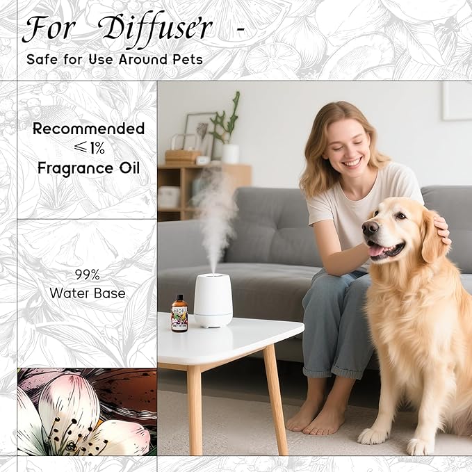 HIQILI Diffuser Oil for Humidifier & Reed Diffusers, Suitable for Home and Other Scenarios, Long Lasting Scent - Grey Vetiver, 3.38 Fl Oz