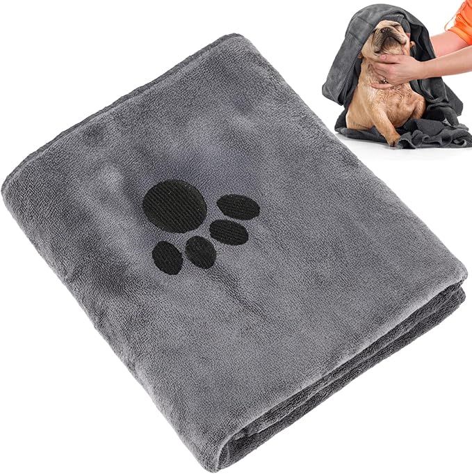 Dog Towels for Drying Dogs Large, Absorbent Microfiber Dogs Bath Towel, 55 x 27.6 Inch Soft Pet Grooming Towel, Dog Shower & Bath Supplies(Grey)