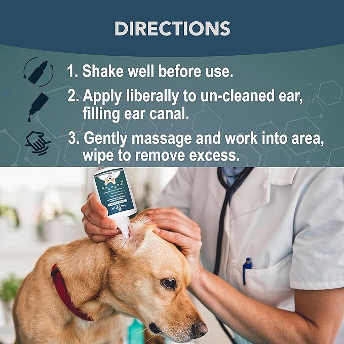 NOVEHA Pet Ear Drops with 1% Hydrocortisone | Ear Cleaner for Dogs & Cats for Earwax buildup, No-Sting Formula, Calms Itch & Reduces Painful Ear Infections 60mL (60ml (Pack of 2))