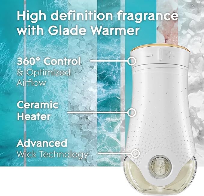 Glade PlugIns Refills Air Freshener, Sky & Sea Salt, Scented and Essential Oils for Home and Bathroom, 0.67 Fl Oz, 10 Count