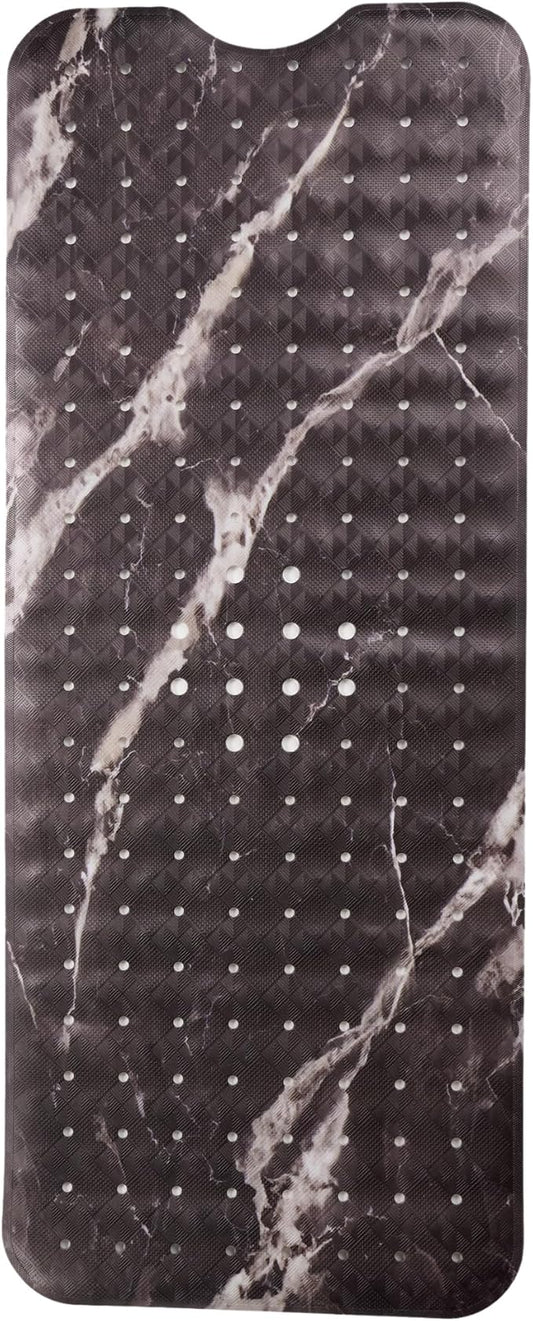 ENKOSI Bath Mat – Large 40 x 16 Inch Non-Slip Bathtub Mat with Secure Anti-Slip Suction Cups & Drain Holes – Extra Long Bathroom Shower Mat for Tub with Black Marble Design (Black Marble 40x16)