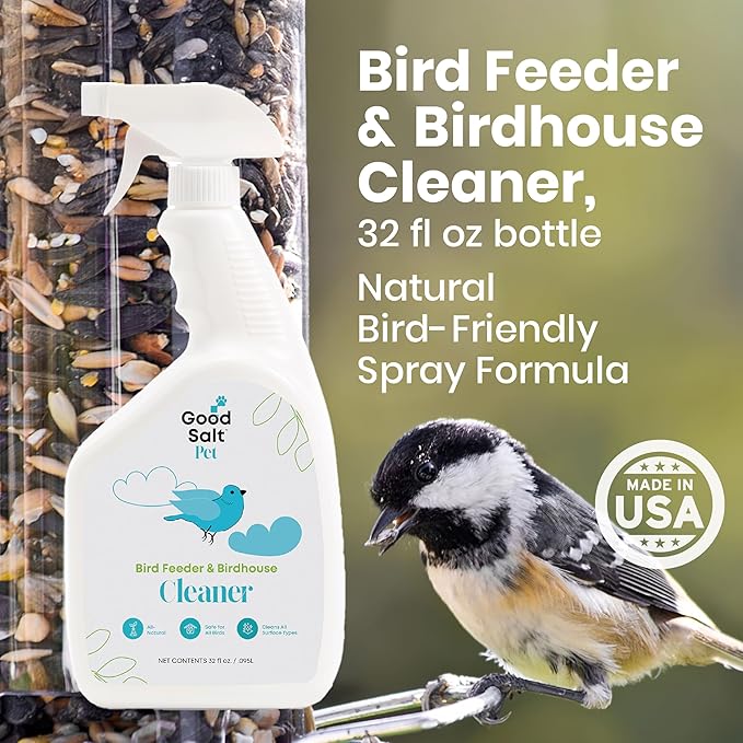Good Salt Pet Bird Feeder & Birdhouse Cleaner, Natural Bird-Friendly Spray Formula, Made in the USA, 32 Ounce Bottle