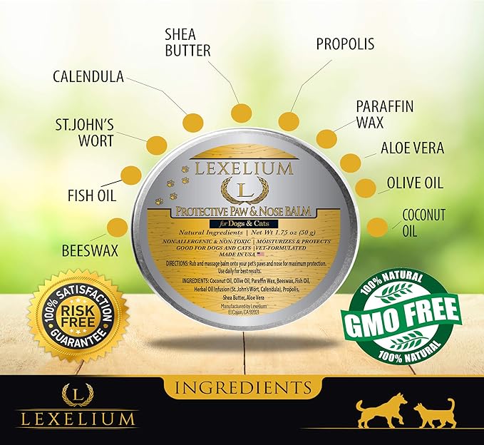 All Natural Paw Balm & Protection Wax for Dogs and Cats | No Toxic Ingredients | Medium Firmness | No Mess | Protects from Heat and Cold | 2 Oz
