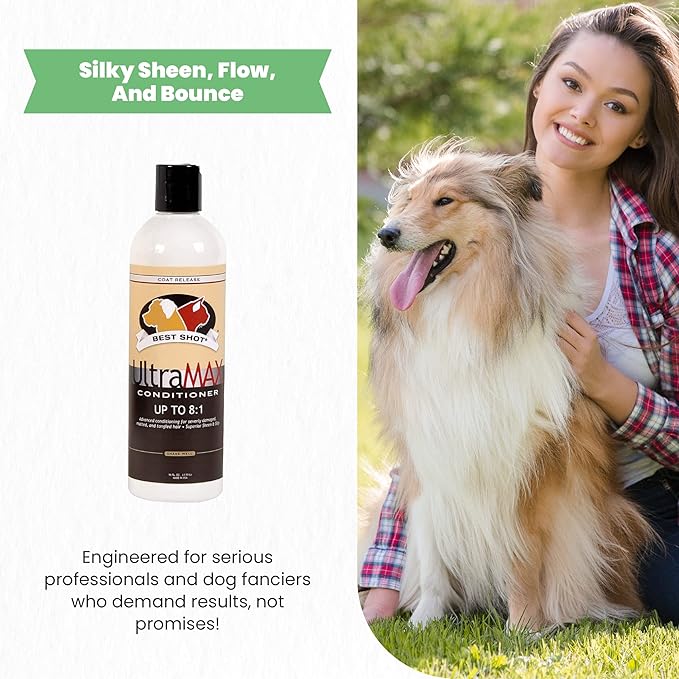 Best Shot UltraMAX Pro Conditioner, Detangling, and Hydrating Conditioner, Coat Release Technology, Sweet Pea Essence, 17 Oz.