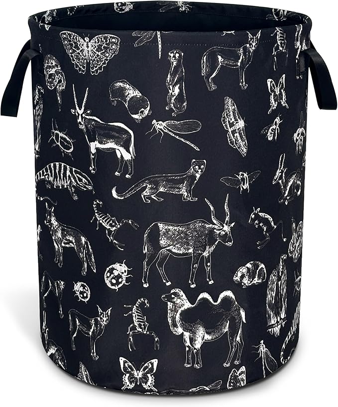 Animal Silhouettes Laundry Basket Oxford Cloth Funny Laundry Hamper With Handle Foldable Portable Clothes Storage Basket 18.9 X 16.5 In Storage Bag For Laundry Room/Bathroom/Bedroom/Dormitories