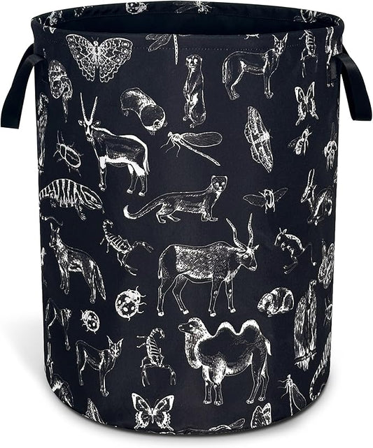 Animal Silhouettes Laundry Basket Oxford Cloth Funny Laundry Hamper With Handle Foldable Portable Clothes Storage Basket 18.9 X 16.5 In Storage Bag For Laundry Room/Bathroom/Bedroom/Dormitories
