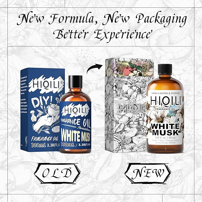 HIQILI White Musk Fragrance Oil, Candle Scents for Candle Making, Soap Making Supplies, Musk Perfume for Women, for Diffuser Use - 5.07 Fl Oz