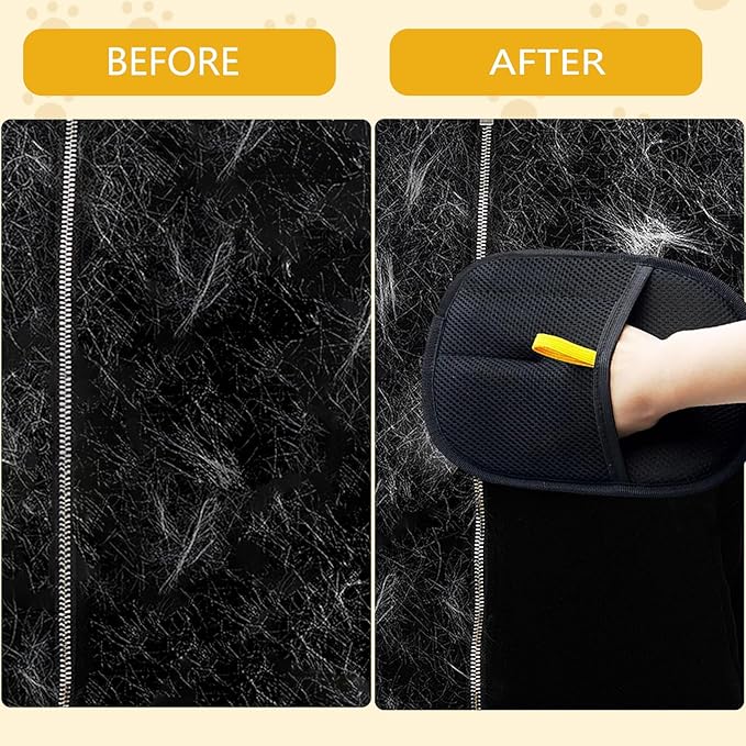 2 Pcs Pet Hair Remover Glove for Dogs Cats Electrostatic Reusable Pet Grooming Mitt with Mesh Back, Lint & Fur Remover Glove for Furniture Bedding Carpet & Clothing, Easy to Clean
