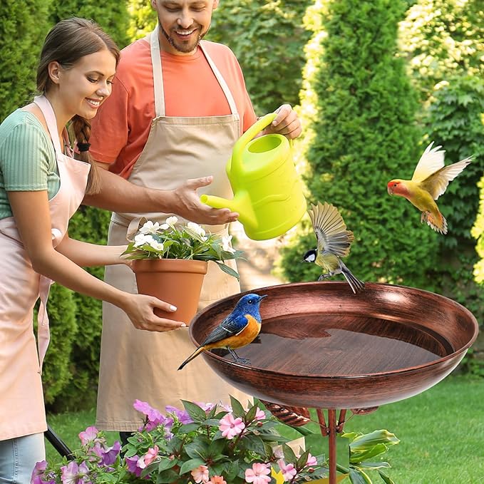 2 Pack Metal Bird Bath for Outside, Vintage Freestanding Birdbaths & Birdfeeder, Bird Baths Feeder Bowl for Outdoors Garden Patio Yard Lawn Decor
