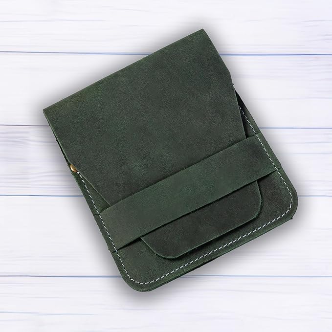 Leather Manicure Set Case Grooming Kit Organizer (Atlantic Deep Green)