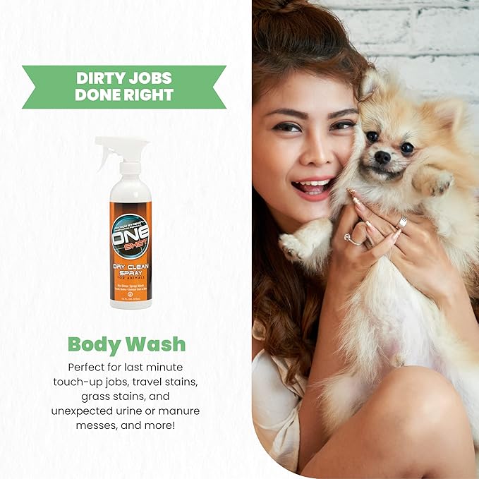 Best Shot One Shot Dry Clean Spray, Alcohol-Free Formula, Waterless Shampoo Spray for Pets, Safe for Dogs, Cats, and Horses, 16 Oz.