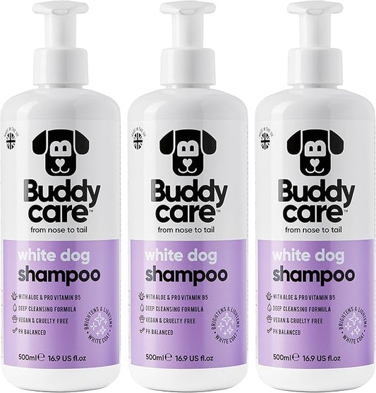 White Dog Shampoo by Buddycare | Brightening and Whitening Shampoo for Dogs | Deep Cleansing, Fresh Scented | with Aloe Vera and Pro Vitamin B5 (50.72oz)