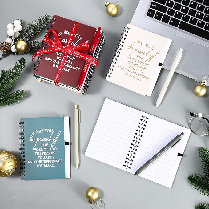 Honoson 10 Sets/20 Pcs Medical Assistant Employee Appreciation Gifts May You Be Proud The Work Notebook with Ballpoint Pen Inspirational Journals Bulk Thank You Gifts for Team Coworker (Bright Color)