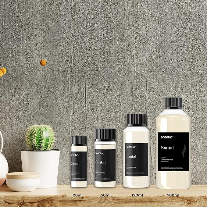 Scentia Santal Diffuser Oil 500ml – Luxury Santal-Inspired Oil – Cedarwood, Amber, Musk, Vanilla – Essential Oil Blend for Large Rooms, Cold-Air Diffusers, HVAC & Ultrasonic, Thanksgiving Gift