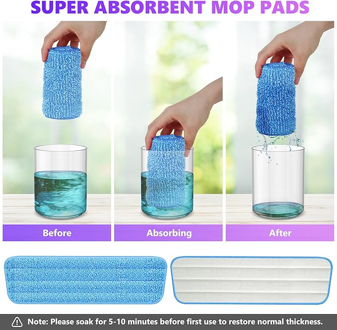 18 Pack Reusable Mop Pads Compatible with Swiffer PowerMop, Wood Floor Pads Microfiber Mop Replacement Refills Machine Washable for All Floor Surfaces