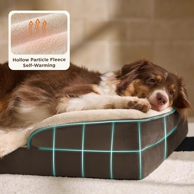 Bedsure XL Self Warming Orthopedic Dog Bed for Extra Large Dogs - Washable XLarge Dog Bed Waterproof, Comfort Pet Couch with Removable Cover, Pets Sofa with Nonskid Bottom, Brown, Non-Electric