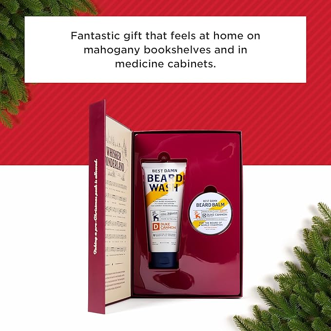 Duke Cannon Whisker Wonderland Beard Care Gift Set – Beard Wash + Beard & Face Lotion – Holiday Kit for Men – Barley & Wheat Protein – Vitamin B & E – Light Citrus Scent – Grooming Gift