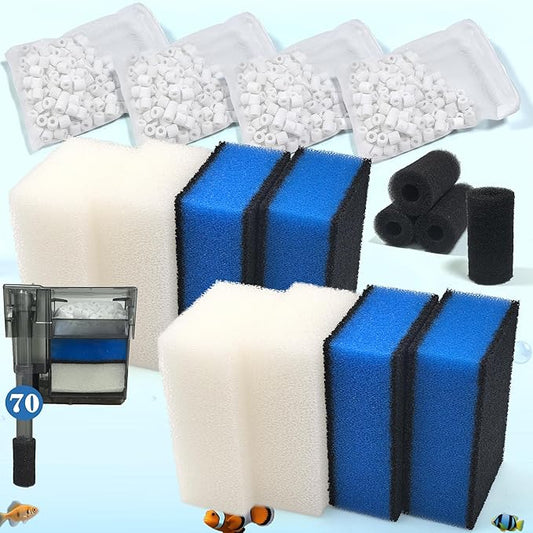 NEWKE 4 Sets of Upgraded Three-Stage Filtration Tank Filter Refills for AquaClear 70 Power Filter, 4 Sets of Maintenance Kit for Fish Tank Filter for 40- to 70-Gallon Aquariums