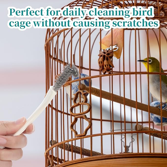 2Pcs Bird Cage Long Handle Shovel Cleaner, Easy Bird Droppings Removal Brush for Parrot & Pet Cages & Bird Perch Bird Cage Tool Accessories Supplies