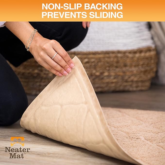 Neater Pets Neater Mat Cat Litter Rug, Thick & Durable Cat Mat for Litter Box, Trapper Pad Catches Mess to Protect Indoor Floors, Soft on Kitty Paws, Anti-Skid Grip Backing, Easy to Clean, Beige