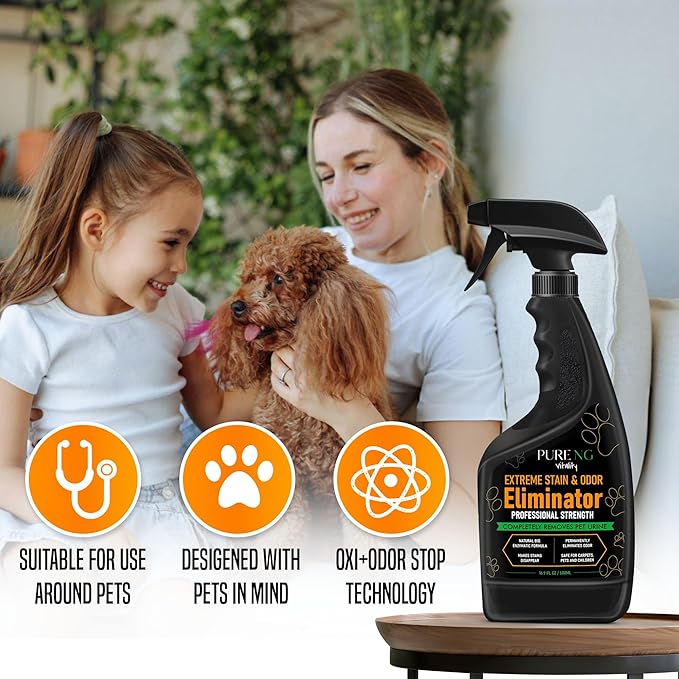 PNG Vitality Stain & Odor Eliminator – 16.9oz Pet Odor Neutralizer for Home, Carpets, Upholstery, Effective on Urine, Vomit, Feces Cat & Dog Urine Destroyer, Carpet Cleaner Spray for Lasting Freshness