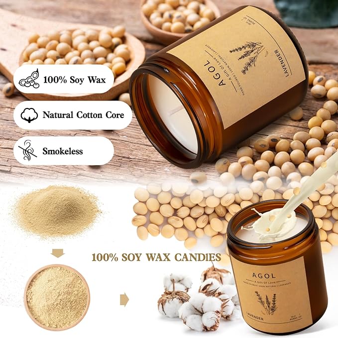 4 Pack Scented Candles for Home, 36 Oz 200 Hours Burn, Luxury Amber Jar Natural Soy Candles, Aromatherapy Candles Set, Candles Gift for Women Men Birthday Thanksgiving Christmas, Spa, Sleep,Yoga,Read