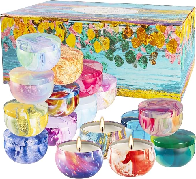 Scented Candles Aromatherapy Candles for Stress Relief,Soy Wax Candles Gifts for Women for Mothers Day, Valentine's Day,Birthday,16 X 2.5 oz