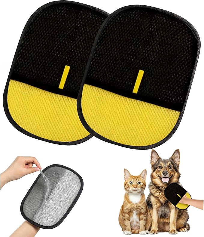 2 Pcs Pet Hair Removal Glove for Cats & Dogs,Newly Upgraded Reusable Electrostatic Pet Hair Removal Tool, Pet Hair Remover，Grooming & Cleaning Tool for Couch, Furniture, Clothing, Carpet, Car Seat