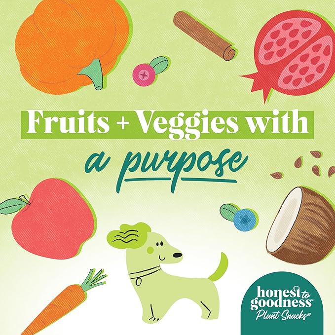 Honest to Goodness Plant Snacks Dog Treats, Dog Favorites Pack, 4 Flavors of 8oz Bags, Enriched with Omega 3s & Postbiotics