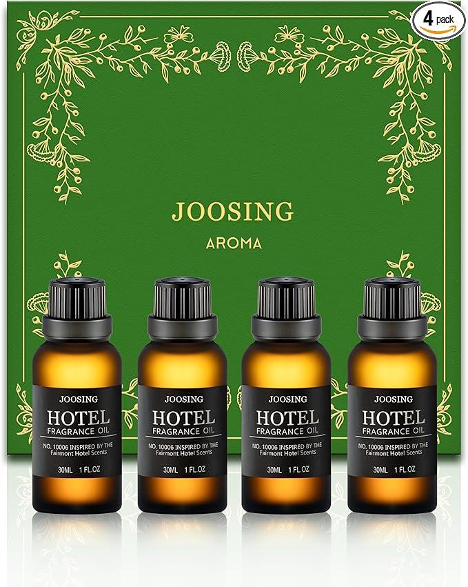 Hotel Diffuser Oils Gift Set, Joosing Hotel Scent Essential Oils 4 x 30ml Large Bottles (4 Fl Oz Total), Premium Fragrance Oil No. 10006 The Fairmont for Aromatherapy Diffusers and Humidifiers
