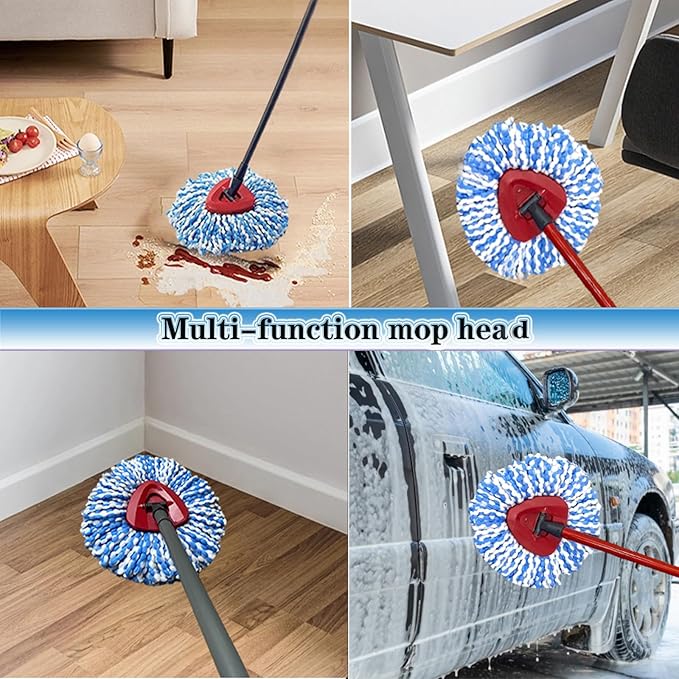 2 Pack Mop Replace Heads Compatible for OCeda, Spin Mop Refill Head Replacement for RinseClean 2-Tank System - Fluffy Microfiber, Machine Washable and Easy to Replace