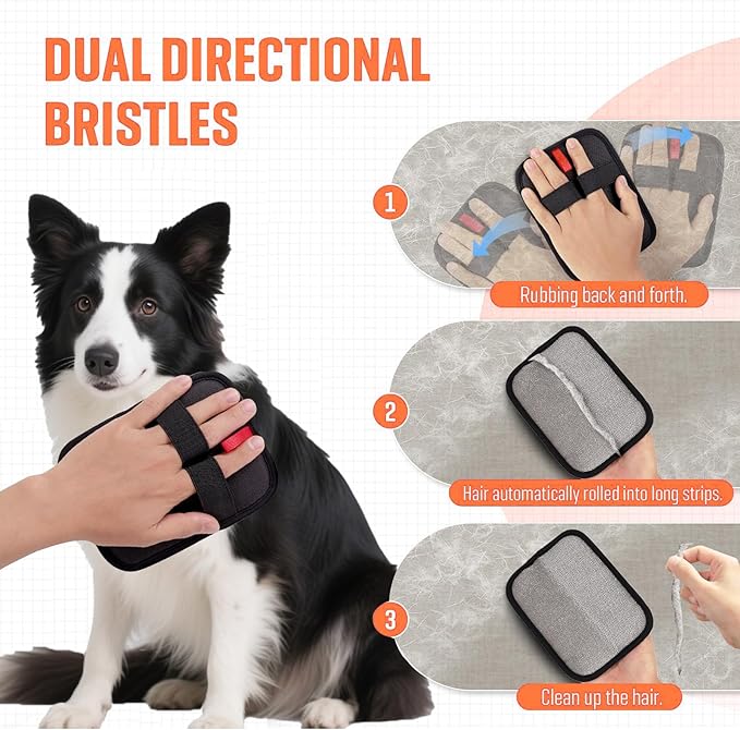 1 Pcs Pet Hair Removal Glove, Electrostatic & Reusable Cat Dog Hair Remover for Couch, Furniture, Carpet, Car Seat | 2025 Upgraded Grooming Gloves & Fur Removal Tool