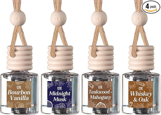 CE Craft Hanging Car Air Freshener – Fragrance Oil Diffuser with Essential Oils – Long-Lasting Aromatherapy Scents for Automobiles – 4 Pack, Masculine