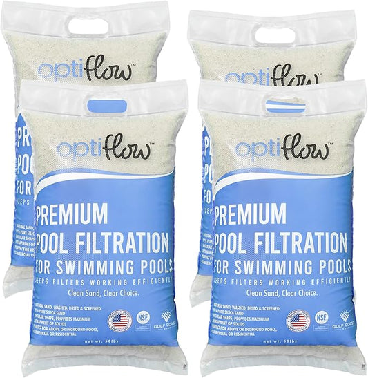 4-Pack Pool Filter Sand, Premium Filtration with Pure Silica Formula, 50 Lbs - Swimming Pool System Accessories and Supplies for Cleaning and Maintenance