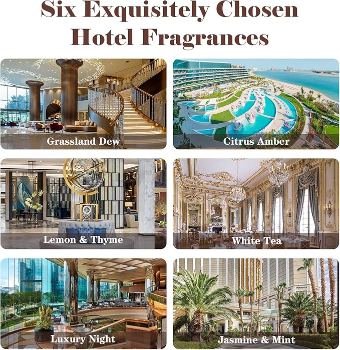 AmaKane Hotel Diffuser Oils, Hotel Scent Essential Oil, Fragrance Oil for Candle Making, Soap Scents for Making Soap, Aromatherapy Oils 6x10ml, Luxury Night, White Tea& Thyme, Jasmine& Sandal, More