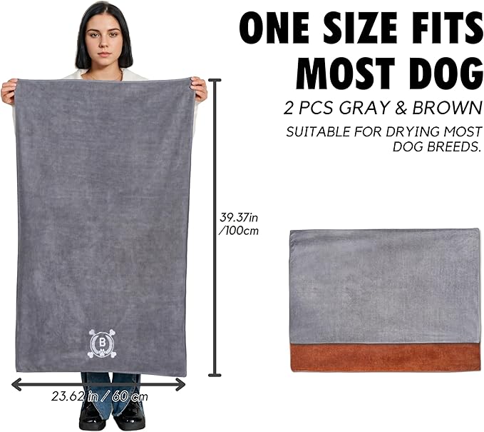 InnoBeta Dog Towels Gifts for Drying Dogs, Pack of 2, Monogrammed Dog Towels, 40 Inch X 23.6 Inch, Perfect Dog Shower & Bath Supplies for Large, Medium or Small Dogs - Initial L
