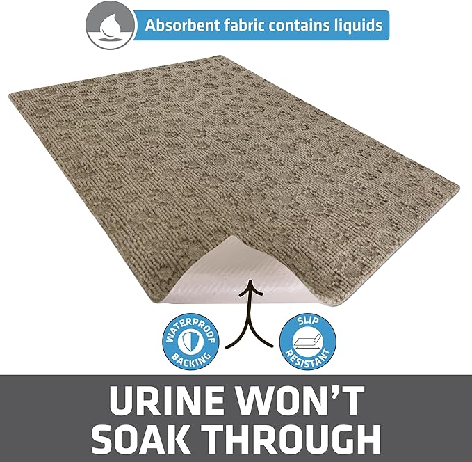 Drymate Premium Cat Litter Trapping Mat (Debossed Paw), Traps Mess from Box, Protects Floors, Urine-Proof, Machine Washable, Soft on Kitty Paws, Absorbent, Waterproof (USA Made, Recycled Content)