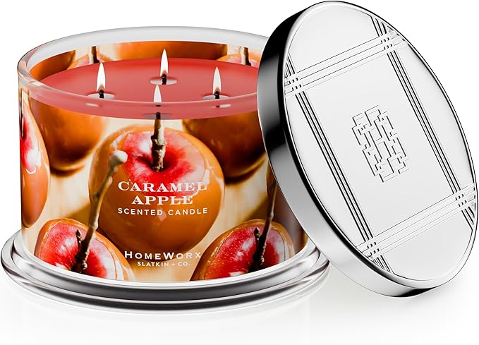 HomeWorx by SLATKIN + CO. Candle- Caramel Apple, 18 oz. Premium Scented Candle - 30-55 Hours Burn Time