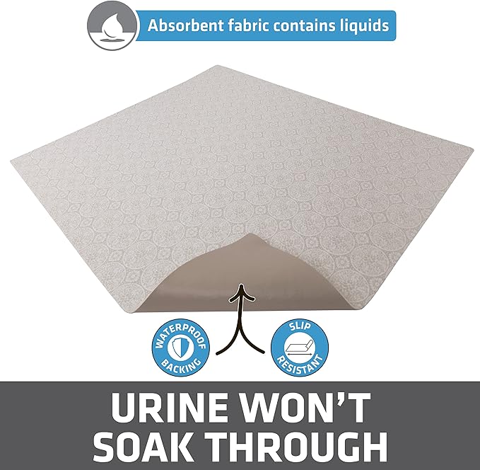 Drymate XL Original Cat Litter Mat, Contains Mess from Box, Protects Floors, Urine-Proof, Machine Washable, Soft on Kitty Paws, Absorbent, Waterproof (USA Made, Recycled Content) (29”x36”)(Tan Global)