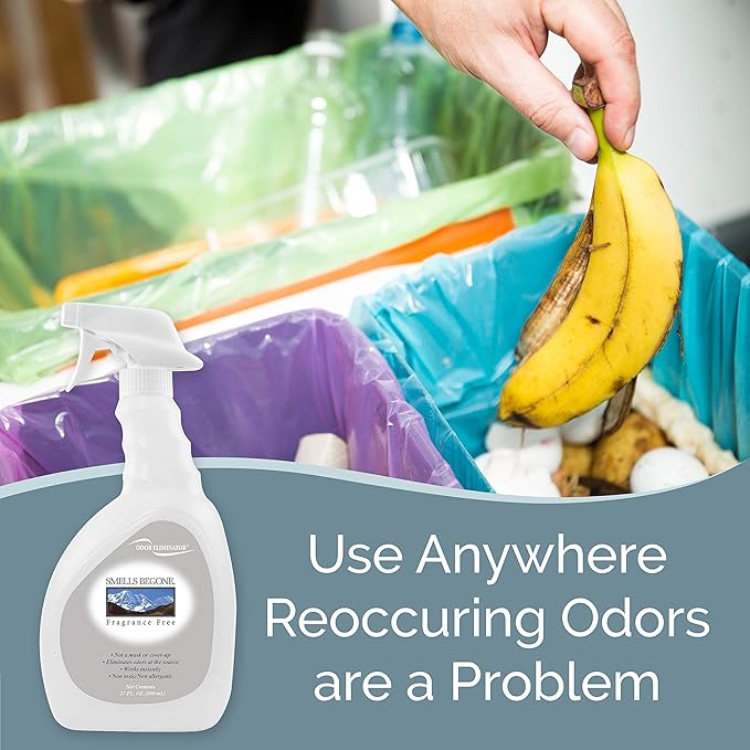 SMELLS BEGONE 27 oz Air Freshener Spray - Odor Eliminator - Eliminates Odors from Smoke, Trash Cans, Pets, Cars and Boats - Fragrance Free