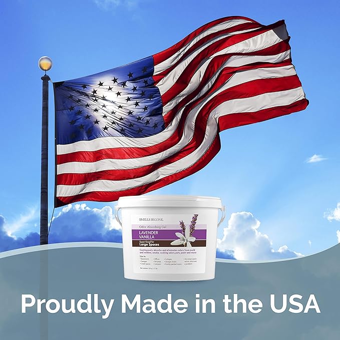 SMELLS BEGONE 1-Gallon Odor Absorber Gel - Air Freshener & Odor Eliminator for Homes, Garages & Commercial Buildings - Industrial Size - Lavender Vanilla Scent