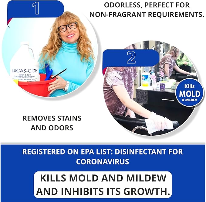 LUCAS-CIDE Salon and Spa Disinfectant Multipurpose Surface Sanitizer, Hospital Grade, EPA Disinfectant Cleaning Supplies Solution 128 Fl Oz - Blue