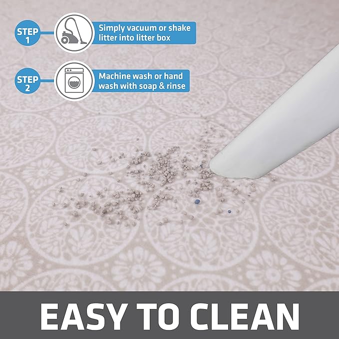 Drymate XL Original Cat Litter Mat, Contains Mess from Box, Protects Floors, Urine-Proof, Machine Washable, Soft on Kitty Paws, Absorbent, Waterproof (USA Made, Recycled Content) (29”x36”)(Tan Global)