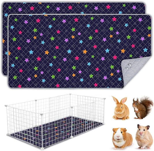 2 Pack Guinea Pig Bedding, Washable Guinea Pig Cage Liner Reusable Guinea Pig Mat Waterproof Guinea Pig Bedding for Cage, Super Absorbant Guinea Pig Pee Pads for Small Animals Hamster Rabbit Squirrel