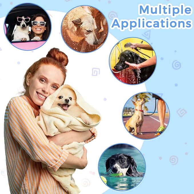 Moukeren 12 Pcs Dog Towels Bulk 20'' x 39'' Microfiber Bath Towels for Drying Dogs Absorbent Soft Pet Grooming Towels for Small Medium Puppy Cat Bath Pet Grooming Shower Essential, 12 Colors