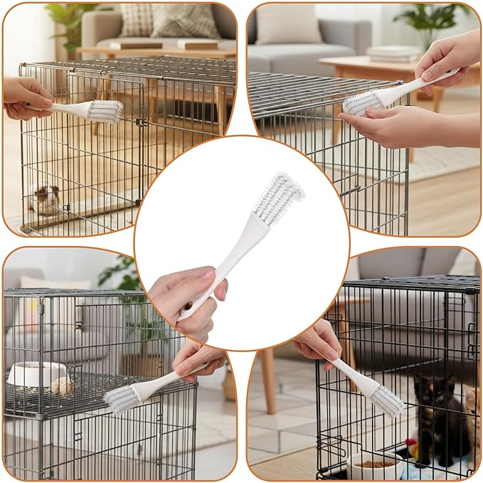 2Pcs Bird Cage Cleaner with Handle & Shovel Birds Cages Cleaners with Front and Back Brush 2-in-1 Bird Cage Cleaner Brush Scoop Durable Cages Cleaning Tool for Kennel Parrot Perch Cleaning