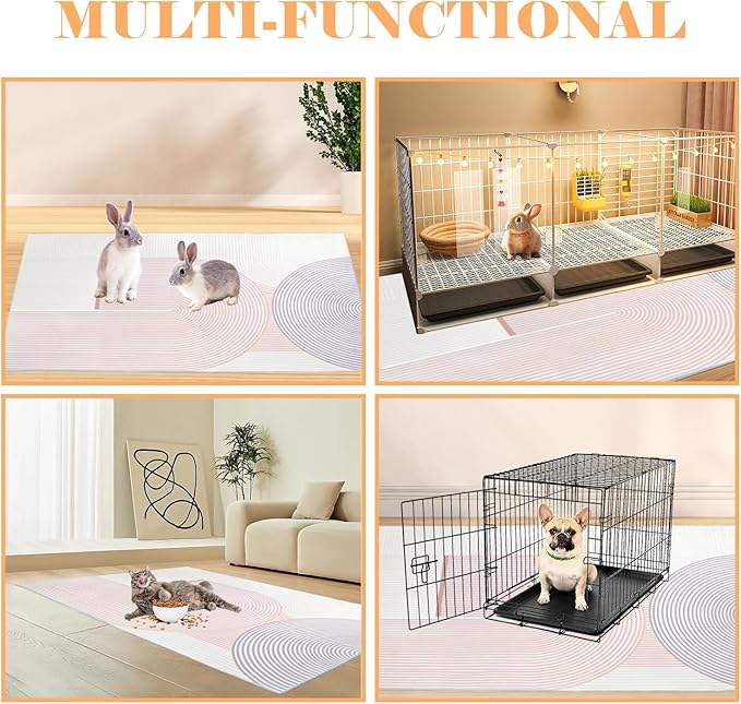 kathson Large Rabbit Cage Liner 78.7”×39.4” Guinea Pig Bedding Bunny Washable Floor Mat Reusable Absorbent Non Slip Pet Pee Pad for Small Animals Cages Hamster Chinchilla Cat Dog