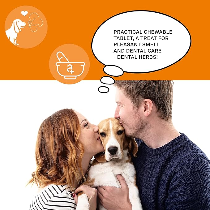 animaux Dental Herbs 365 – Herbal Dog Supplement, Supports Teeth Cleaning, Oral Care & Mouth Hygiene, Breath Freshener, Treats for Prevention of Plaque & Tartar, 60 chewable Tablets, 60 Days Supply