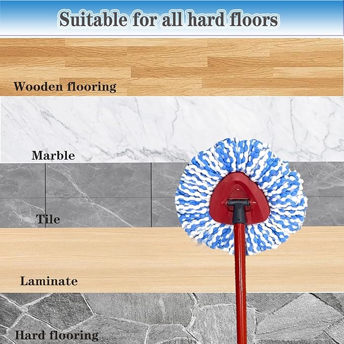 4Pack Mop Replace Heads Compatible for O Cedar, Spin Mop Refill Head Replacement for RinseClean 2-Tank System - Fluffy Microfiber, Machine Washable and Easy to Replace